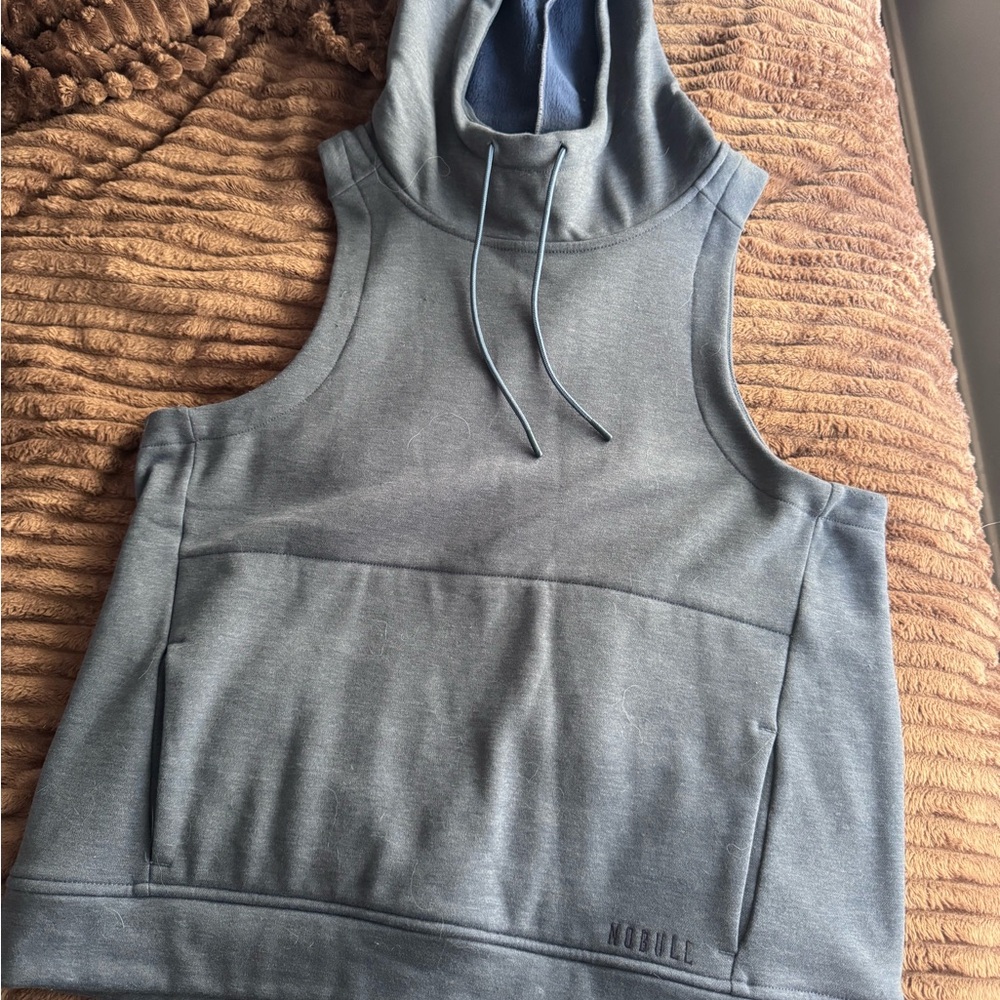 NOBULL Blue/Grey Fleece Vest Hoodie